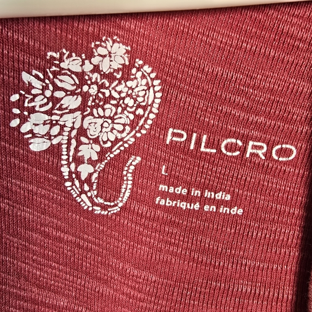 Pilcro Boho Henley Top Skater Streetwear Stretchy Distressed Faded Red Size L - Picture 7 of 14